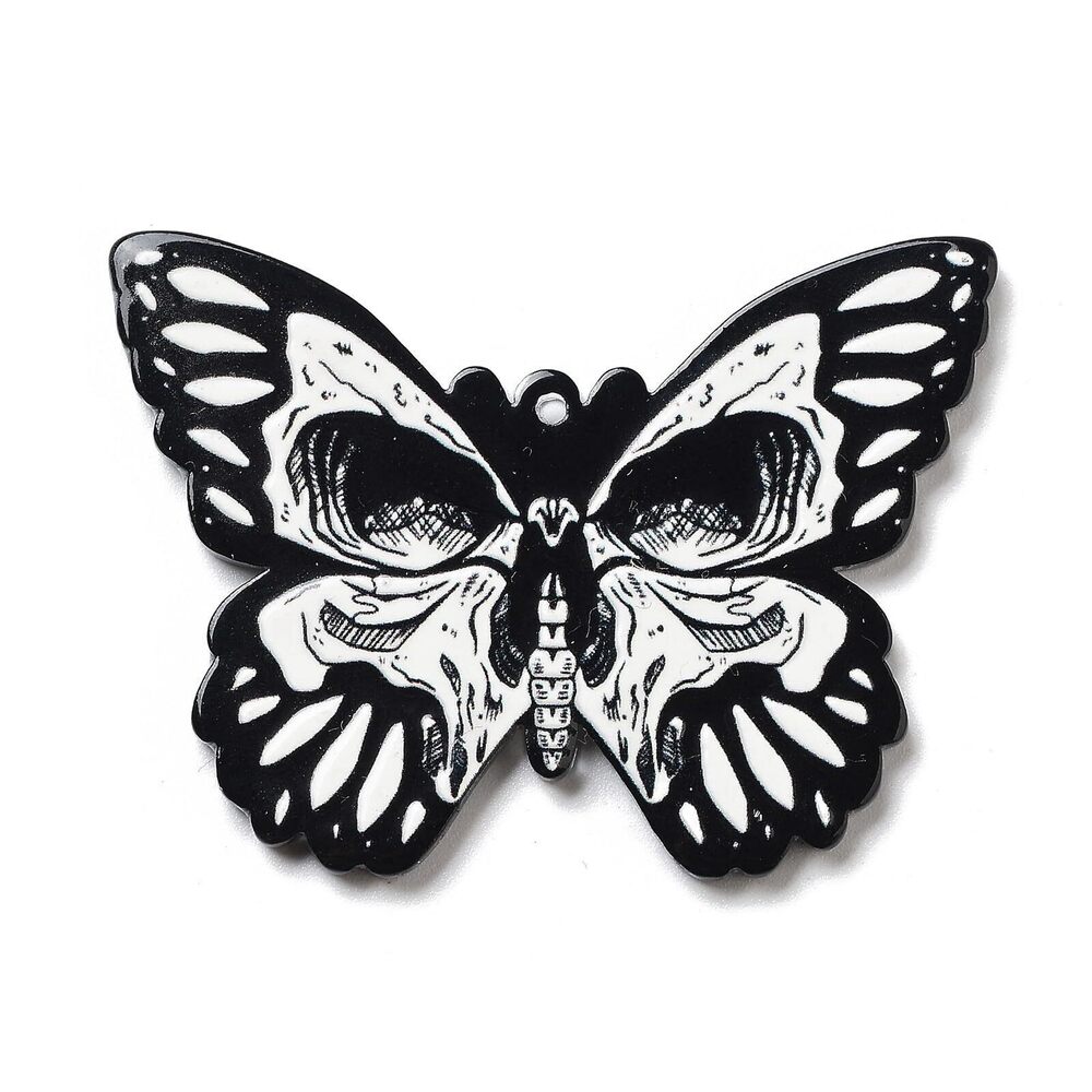 6350 30 pcs Skeleton Butterfly Opaque Acrylic Charms Halloween Gothic Theme